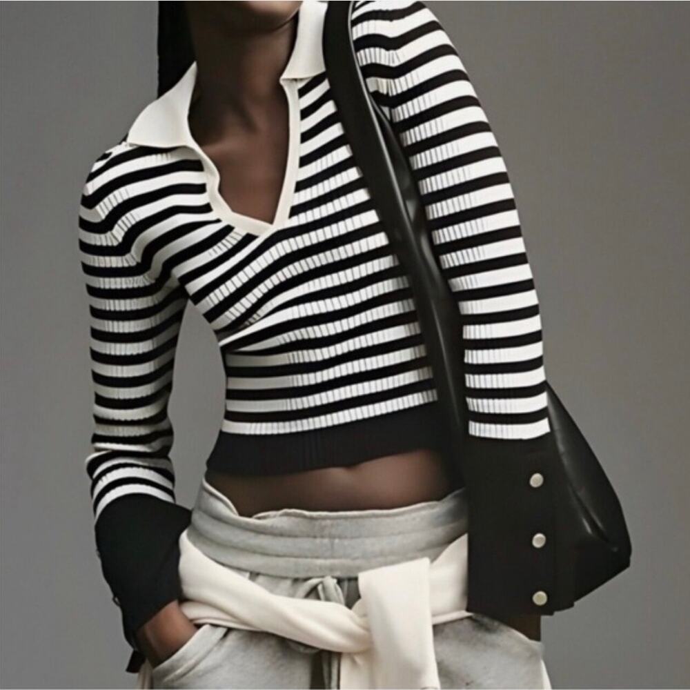 Maeve by Anthropologie Striped Slim Rib Cardigan Sweater. Size L. Ret. $98